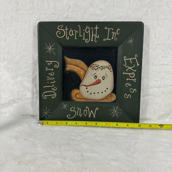 The Hearthside Collection Starlight Delivery Snow Express Primitive Plate Wood - Picture 8 of 8